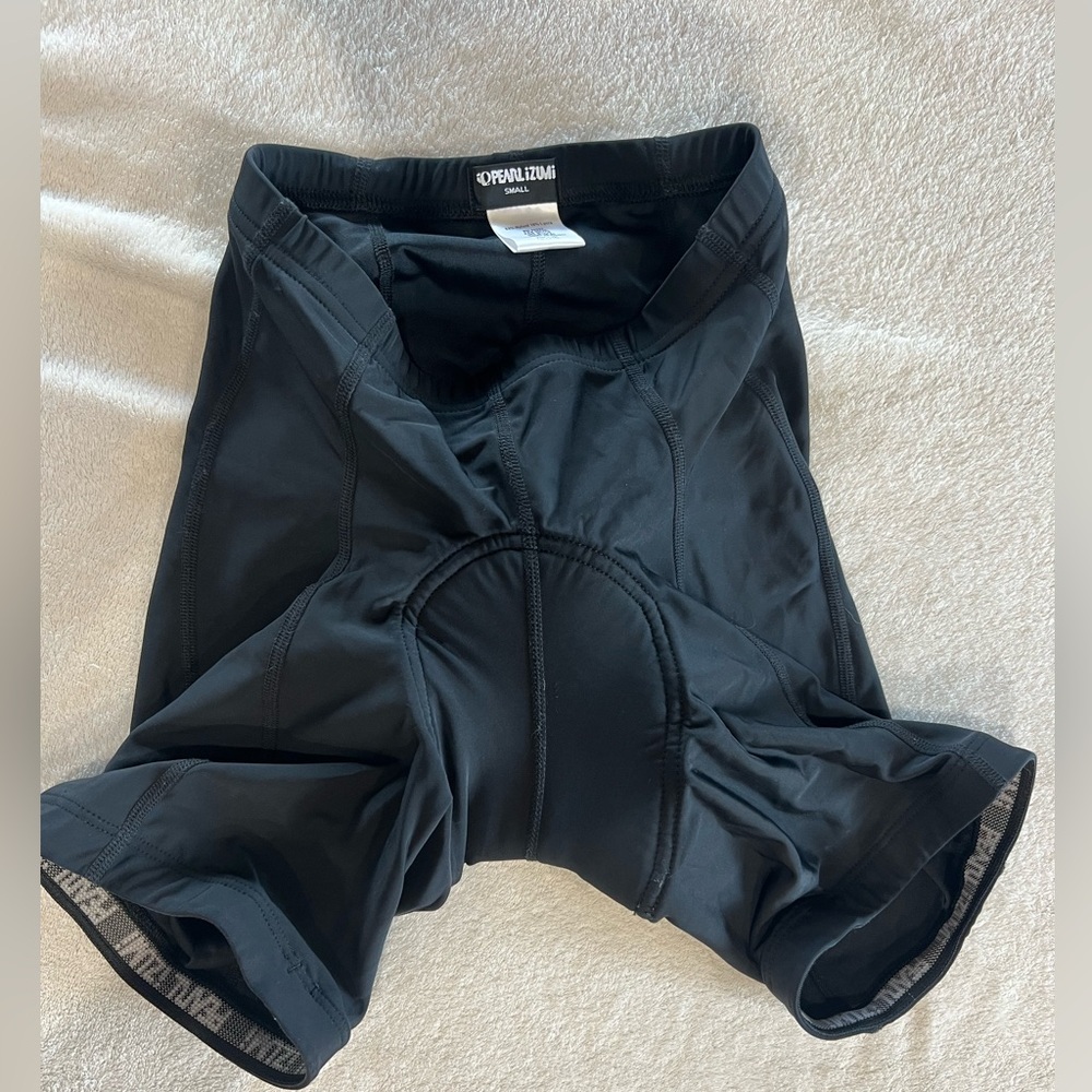 256 PEARL IZUMI Women's Padded Black Cycling Logo Elastic Stretch SHORTS Small